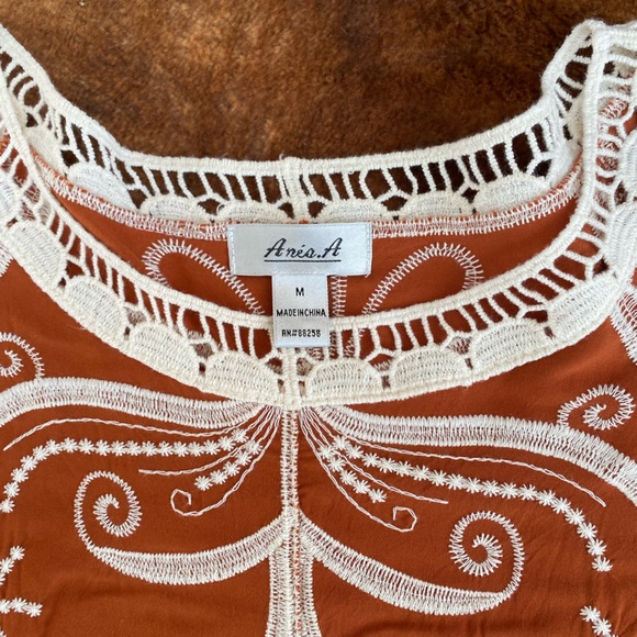 Ania A burnt Orange Embroidered Boho Bell Sleeve Blouse Top - Picture 3 of 6